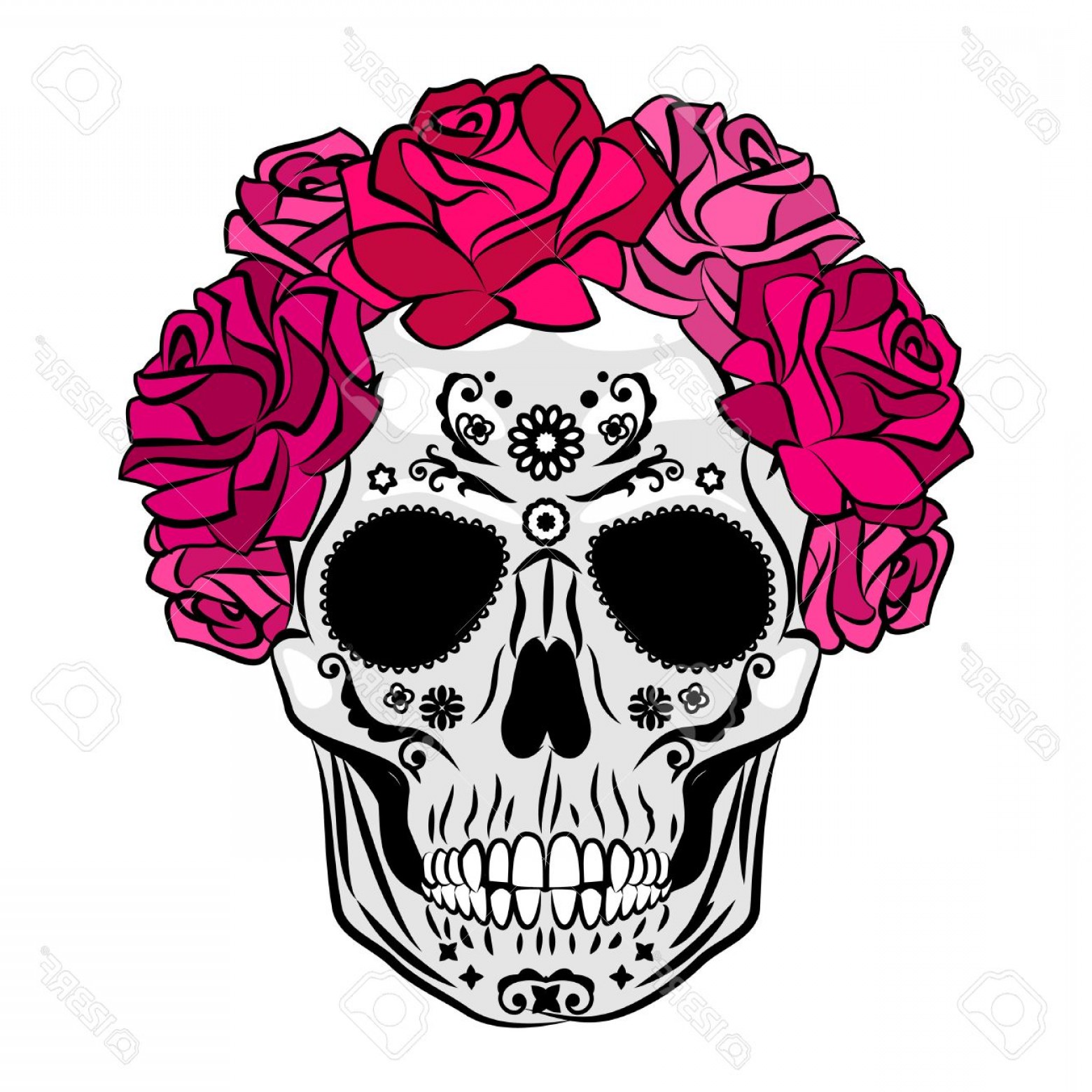 1560x1560 Photostock Vector Human Skull With Makeup Mexican Catrina Skull