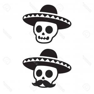 300x300 Photostock Vector Sugar Skull Black Tattoo Silhouette Mexican Day