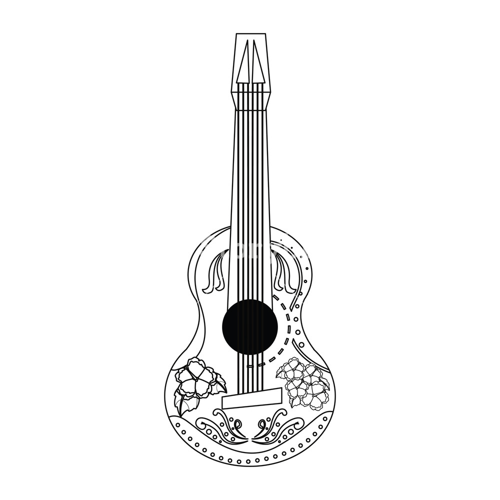 1000x1000 Mexican Guitars Flowers Day Of The Dead Vector Illustration