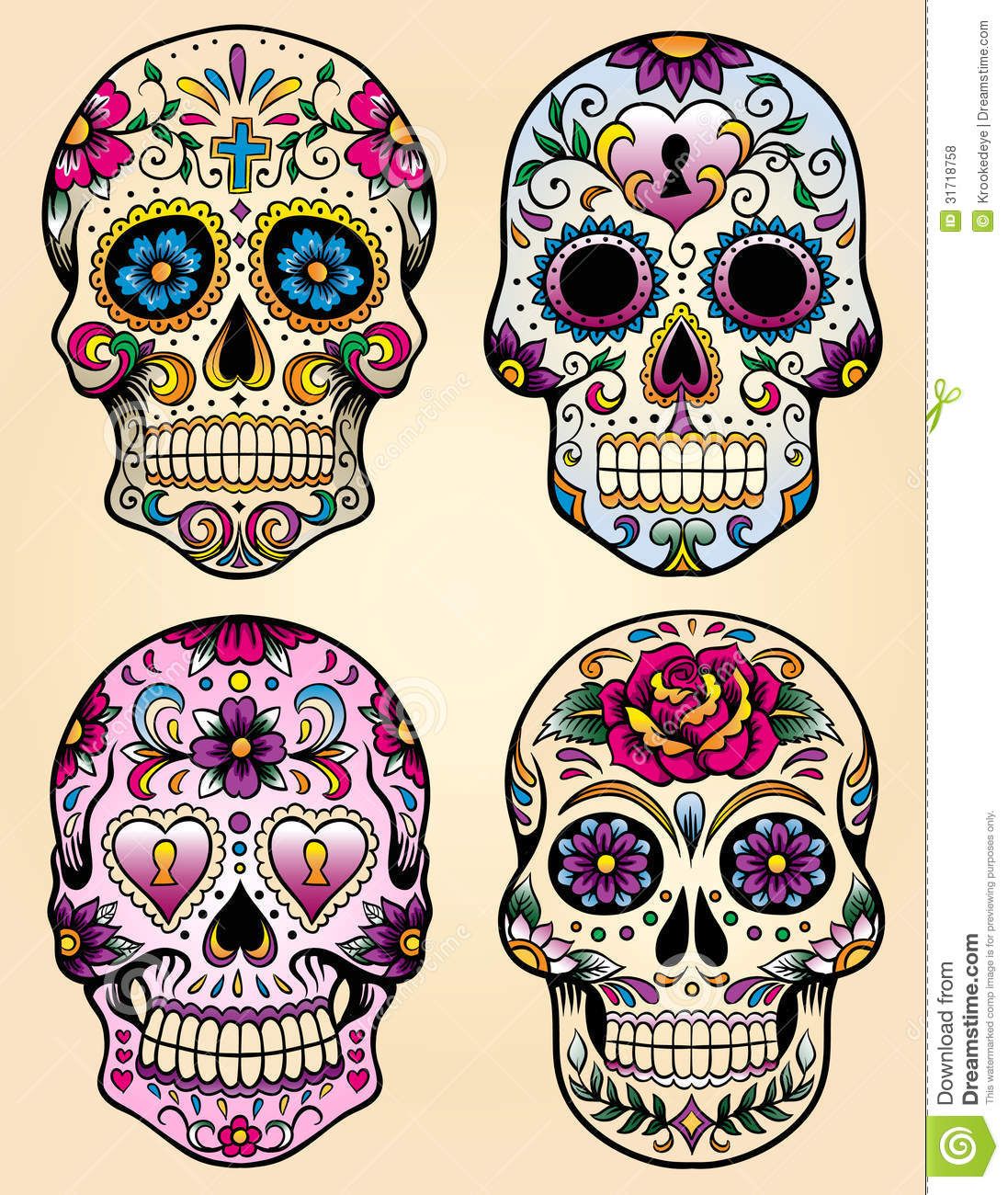 1097x1300 Day Of The Dead Vector Illustration Set