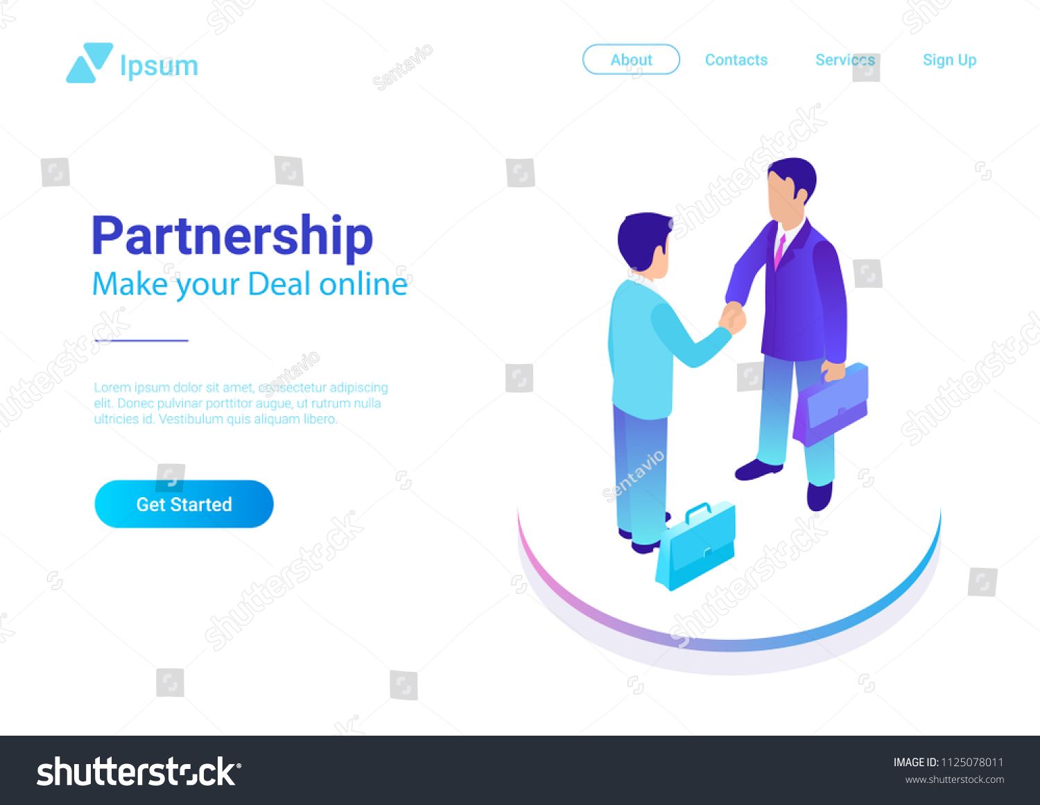 1500x1161 Isometric Flat Two Businessmen Making Deal Vector Illustration