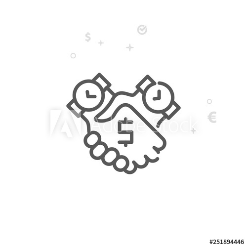 500x500 Time Is Money, Deal Vector Line Icon, Symbol, Pictogram, Sign
