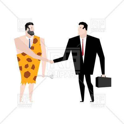 400x400 Businessman And Ancient Man Make Deal Vector Image Of Business