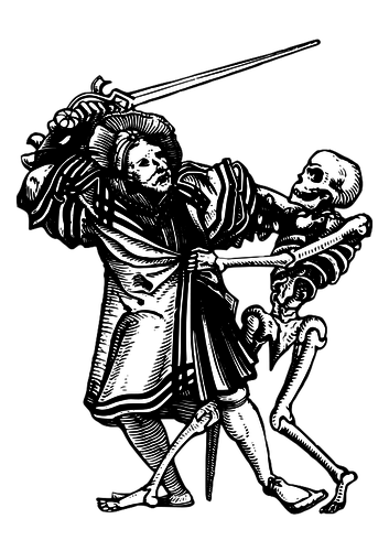 353x500 Man Fighting Death Vector Graphics