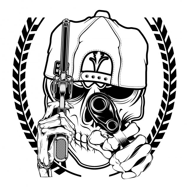 640x640 Vector Gun Vector,illustration,skull,black,criminal,dead,death