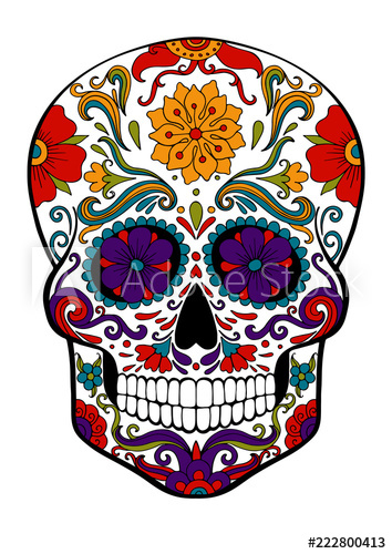 354x500 Sugar Skull, Day Of Death Vector Illustration