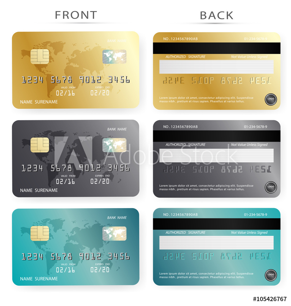 Fotografie, Obraz Vector Setgolddark And Blue Credit Debit Card 950x1000 Fotografie, Obraz Vector Setgolddark And Blue Credit Debit Card