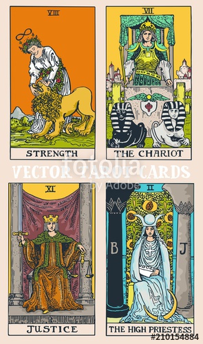 295x500 Tarot Cards Deck Colorful Vector Illustration With Magic