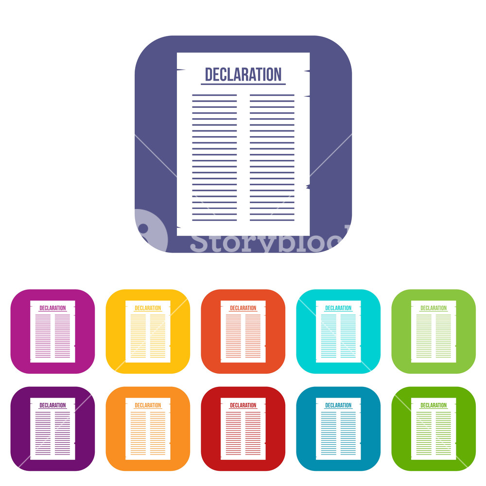 1000x1000 Declaration Of Independence Icons Set Vector Illustration In Flat
