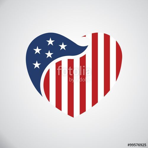 500x500 American Flag Inside Heart Vector
