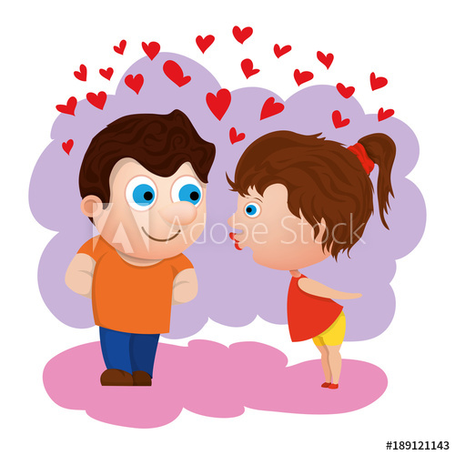 500x500 Cartoon Loving Characters With Hearts Declare Your Love Vector