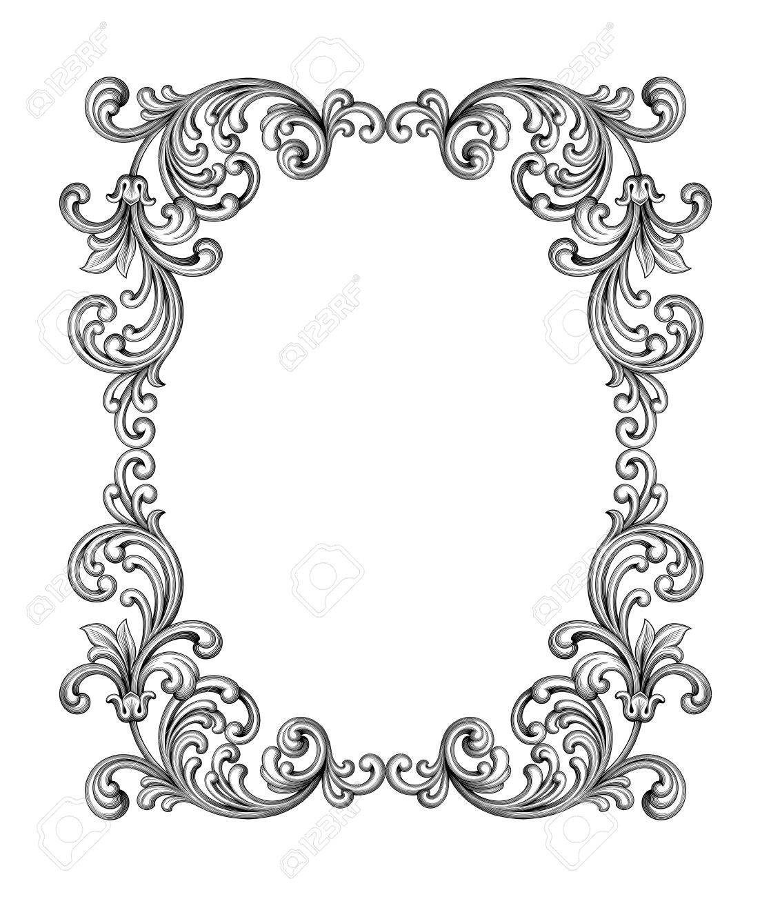 1118x1300 Victorian Frame Border Art Deco Vector Vintage Baroque Victorian