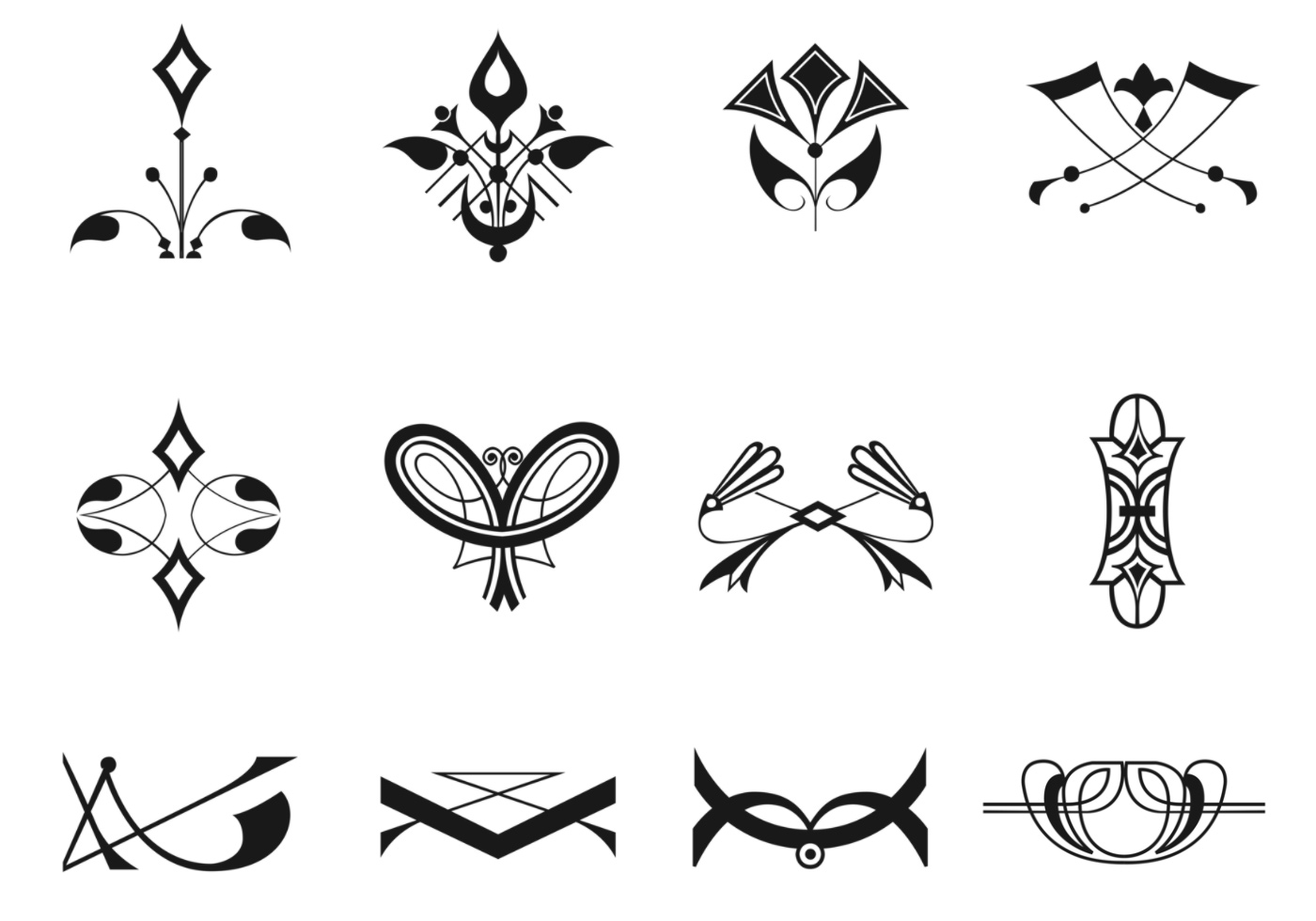 1400x980 Art Deco Ornament Vector Pack
