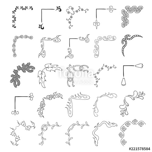500x500 Set Of Hand Drawn Corner Borders Fancy