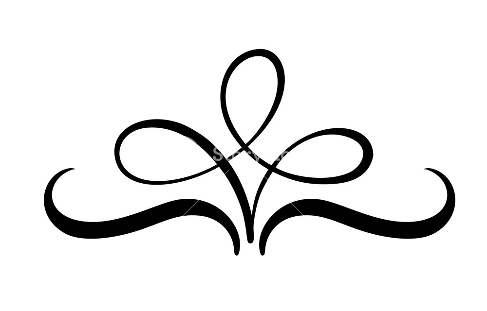 1000x640 Vector Floral Calligraphy Element Flourish, Divider