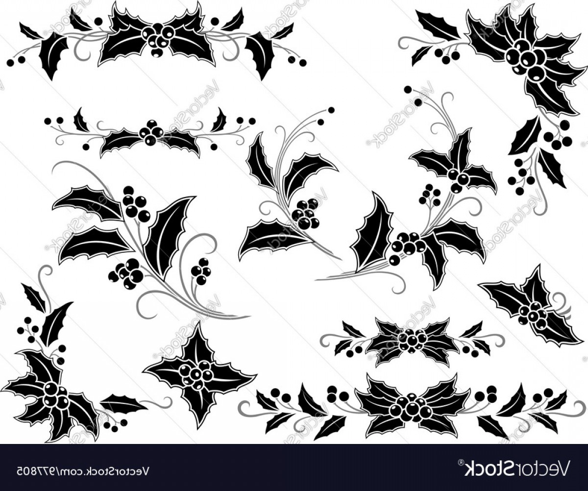 1200x1002 Black And White Christmas Holly Decoration Vector Soidergi