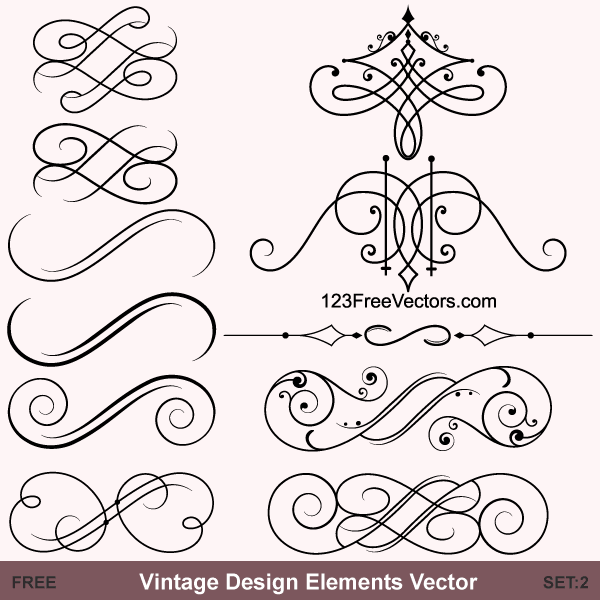 600x600 Vintage Calligraphic Vector Ornaments