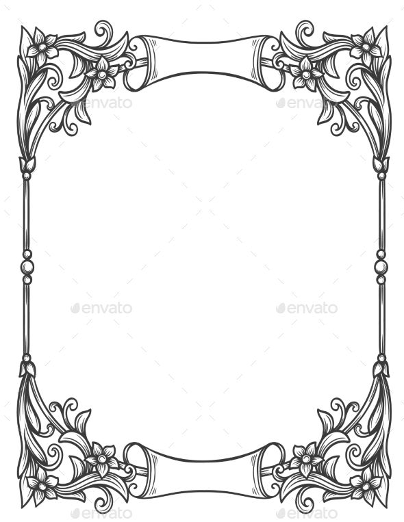 590x763 Vintage Decorative Floral Frame For Restaurant Menu Forms