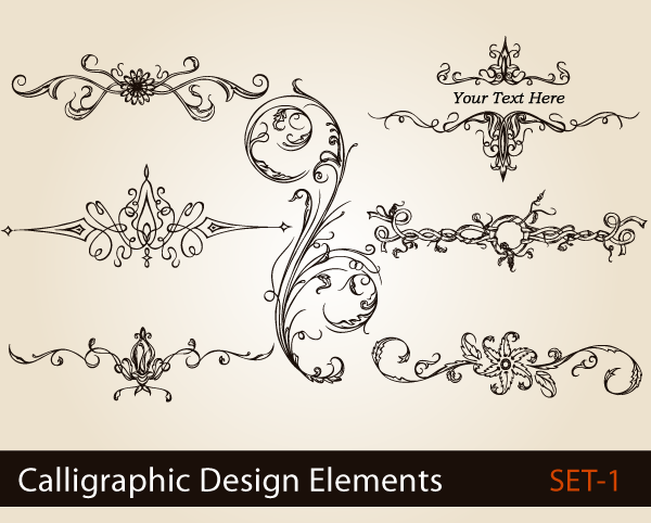 600x482 Calligraphic Design Elements Vector Set Vector Photoshop