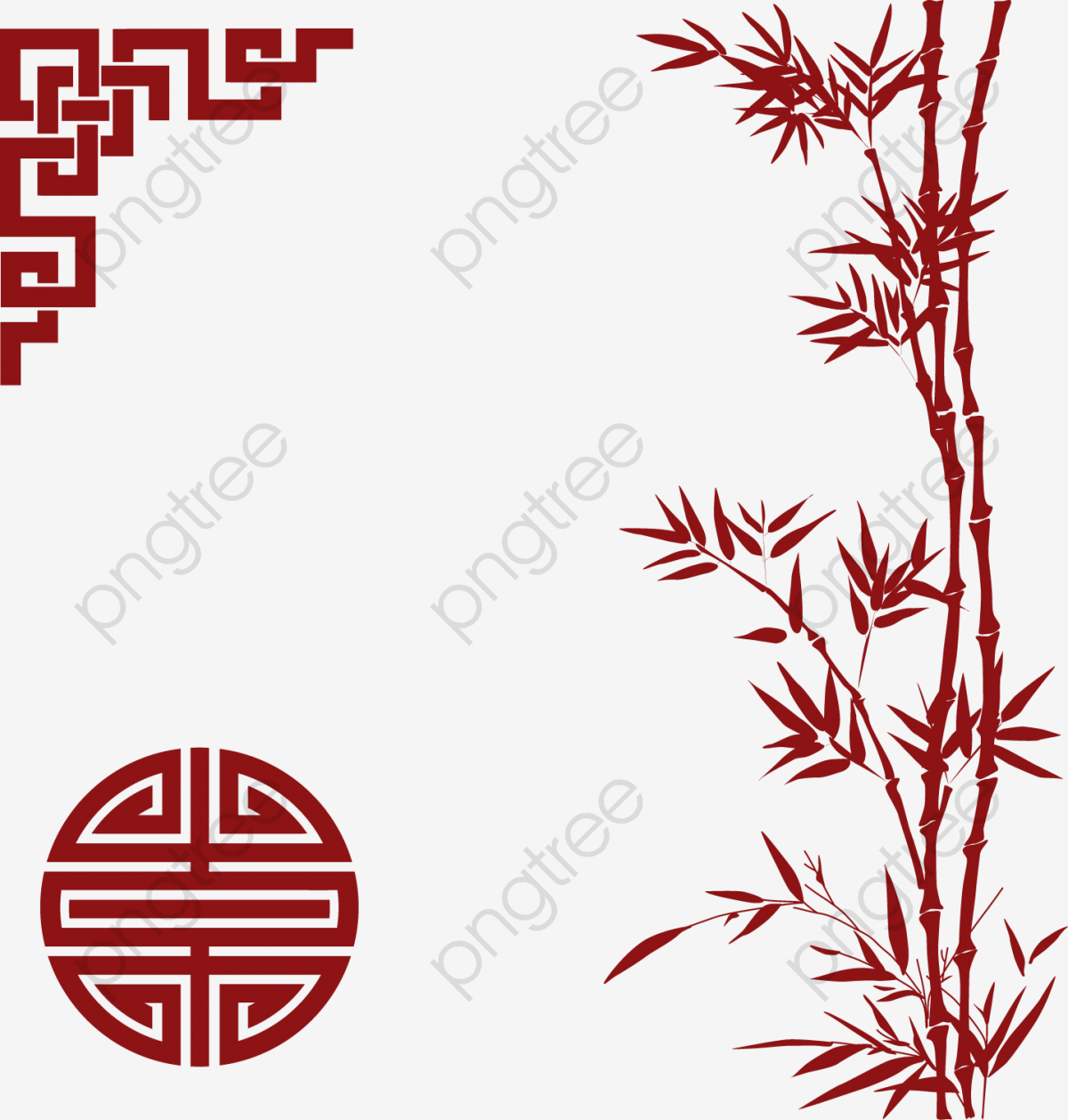 1200x1258 Chinese New Year Decorative Elements Red Bamboo, Decoration