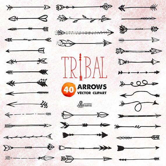 Tribal Arrows Clipart Vector Digital Files Hand Drawn, Doodle 570x570 Tribal Arrows Clipart Vector Digital Files Hand Drawn, Doodle