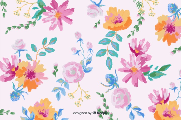 626x417 Colorful Painted Flowers Decorative Background Vector Free Download