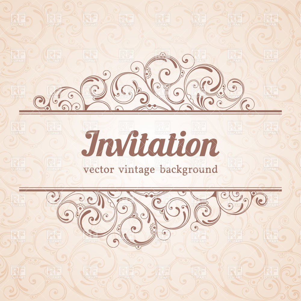1000x1000 Invitation Card Template With Curly Floral Background