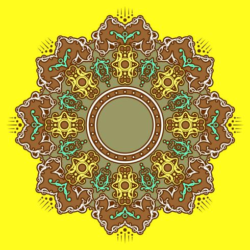 490x490 Mandala Decorative Ornaments Yellow Background Vector