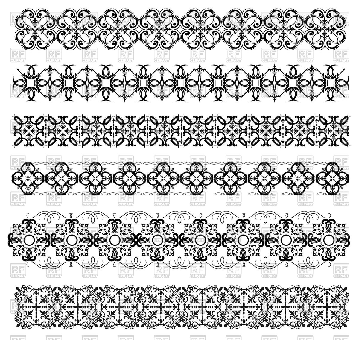 1200x1136 Set Of Horizontal Decorative Borders Vector Image Of Borders