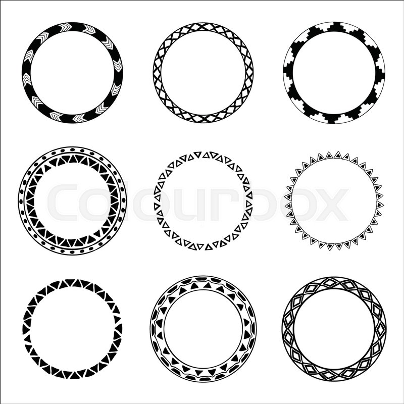 800x800 Set Of Hand Drawn Ethnic Circle Stock Vector Colourbox