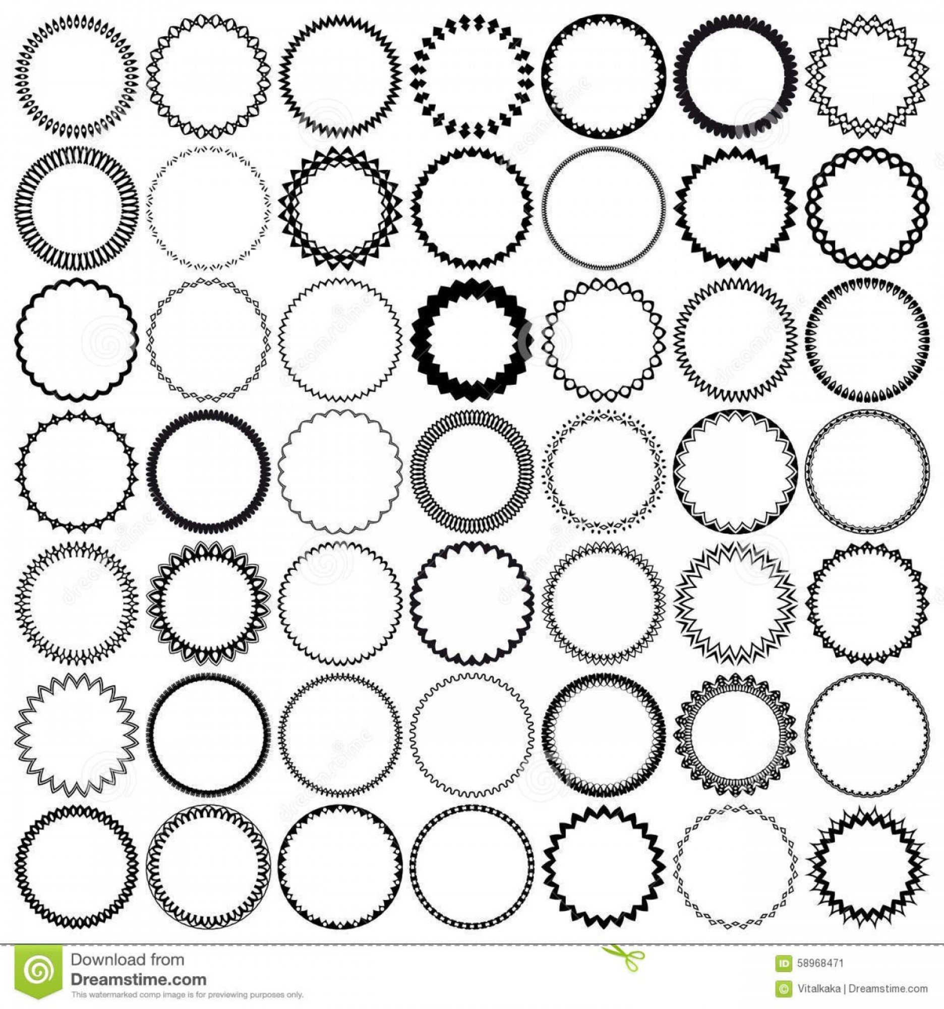 1872x2001 Stock Illustration Vintage Round Borders Set Circle Frames Vector
