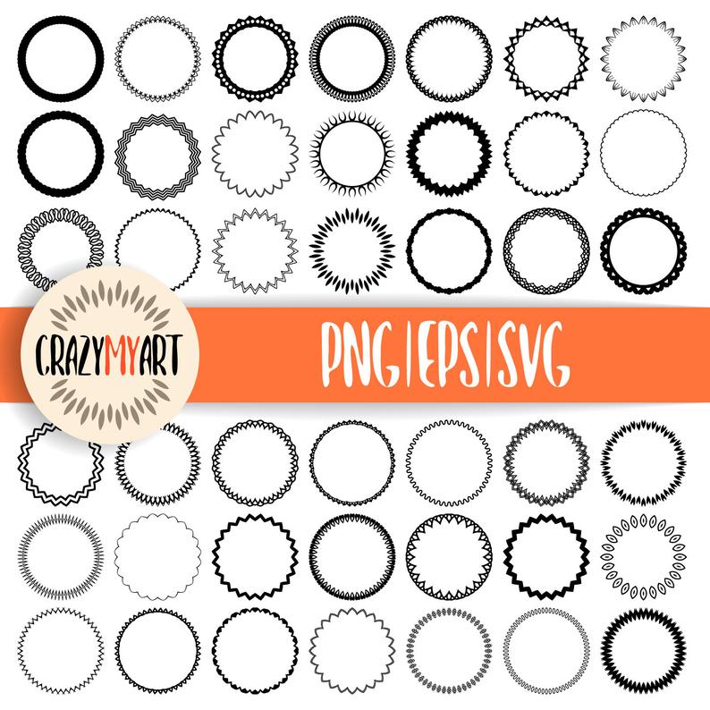 794x794 Round Frames Vector Clip Art Digital Decorative Circle Etsy