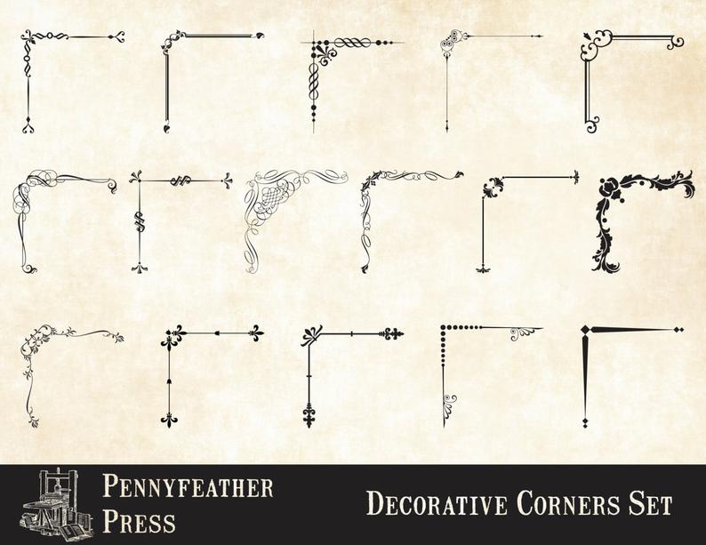 794x613 Decorative Corners Frame Corners Vector Graphics Png Digital Etsy