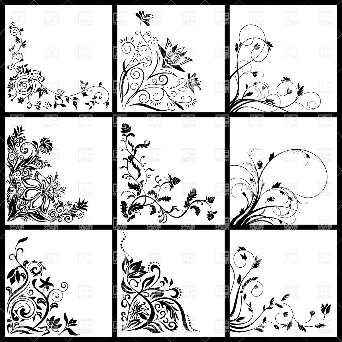 1200x1200 Decorative Corners And Curly Vignette Vector Image Of Backgrounds