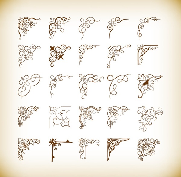 600x587 Decorative Corners Vector Illustration Set Free Vector