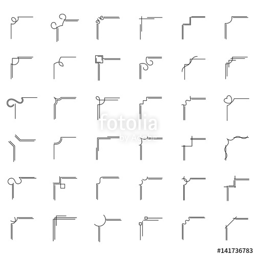 500x500 Set Of Simple Decorative Corners, Vector Illustration Stock Image