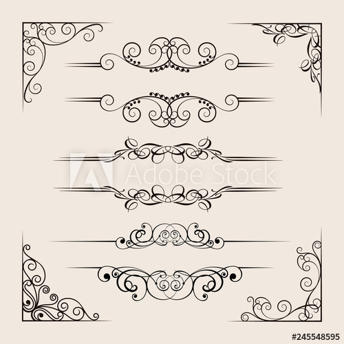500x500 Calligraphic Borders, Patterns, And Ornamental Corners Vector