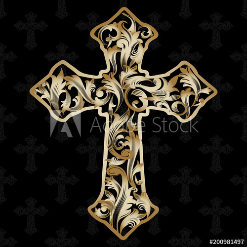 Ornamental Cross Gold Vector Cross With Decorative Antique 500x500 Ornamental Cross Gold Vector Cross With Decorative Antique