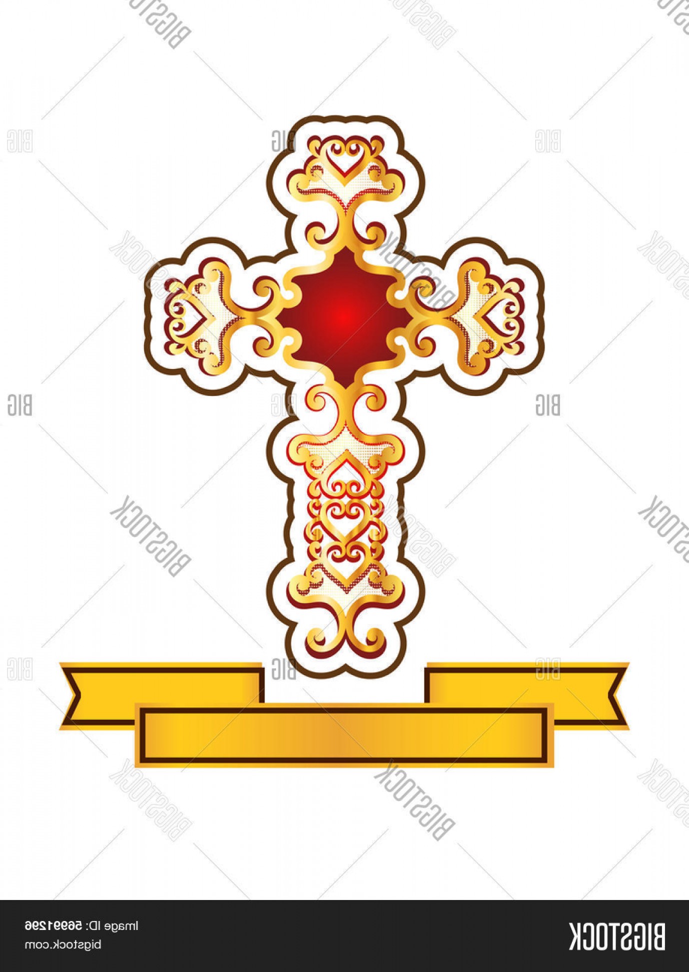 Stock Vector Decorative Cross With Banner Below Soidergi 1377x1944 Stock Vector Decorative Cross With Banner Below Soidergi