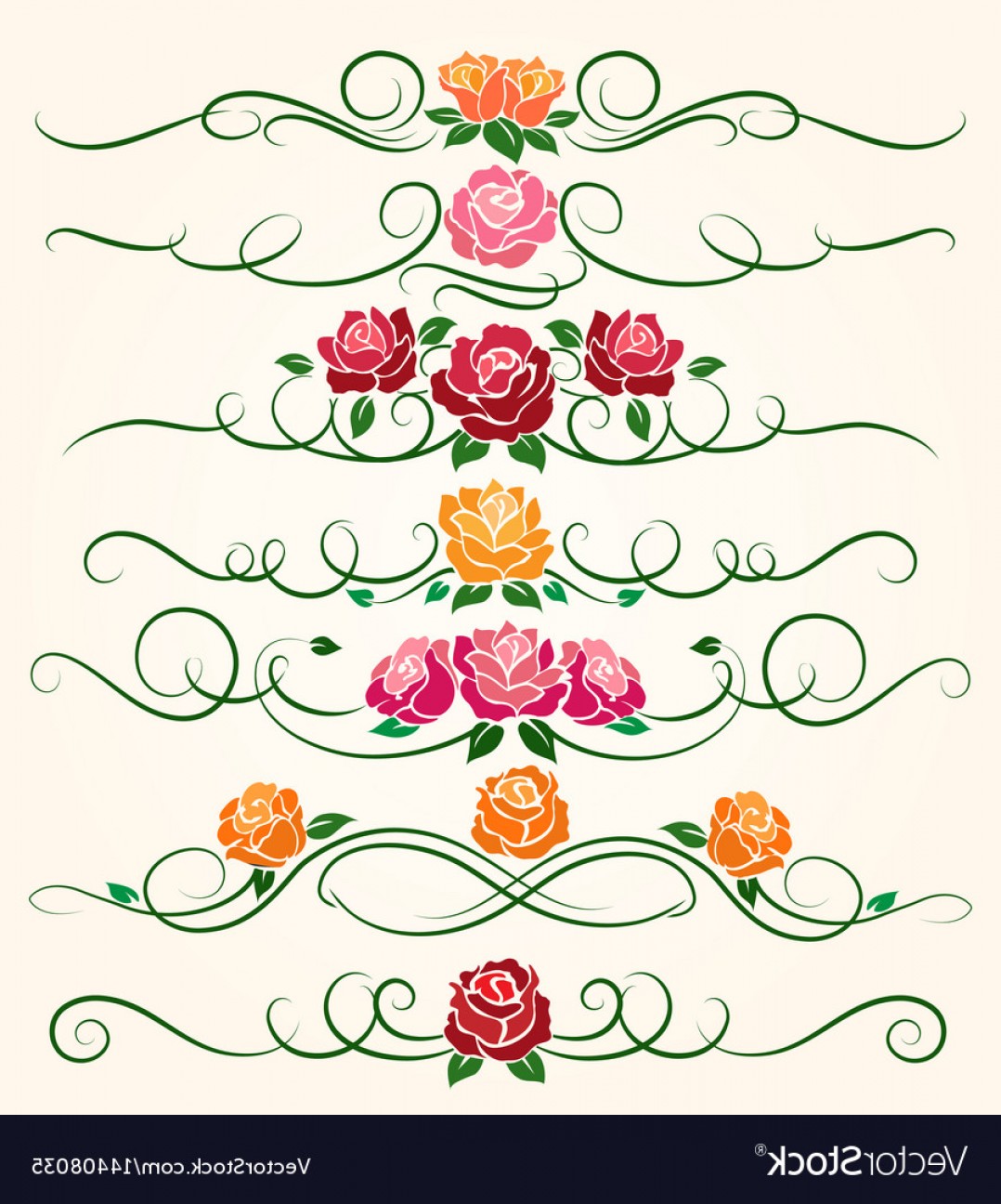 1078x1296 Decorative Flourish Rose Flower Dividers Vector Hoodamathrun