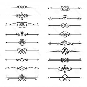 300x300 Photostock Vector Flourish Elements Hand Drawn Dividers Set