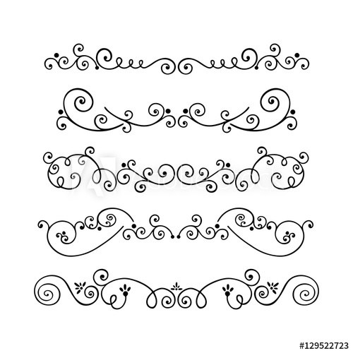 500x500 Collection Of Swirl Hand Drawn Text Dividers Vector Decorative