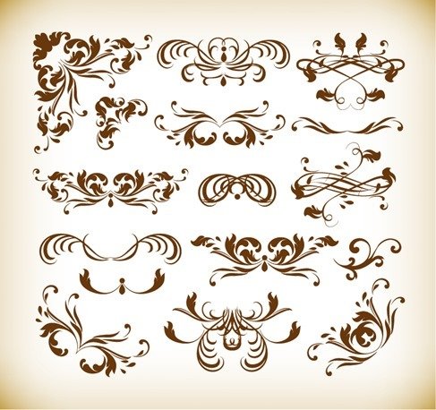 487x458 Free Floral Decorative Elements Vector Graphics Set