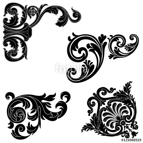 500x500 Set Of Vintage Baroque Corners, Decorative Elements Vector