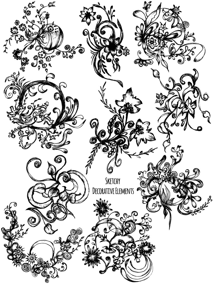 900x1200 Sketchy Decorative Elements Vector And Photoshop Brush Pack