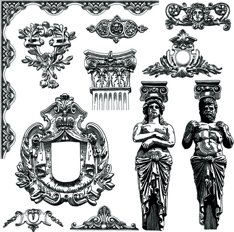 484x479 Victorian Style Decorative Elements Vector Graphics Free Vector
