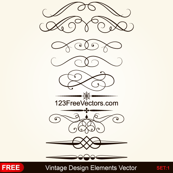 600x600 Vintage Calligraphic Decorative Elements Vector Download Free