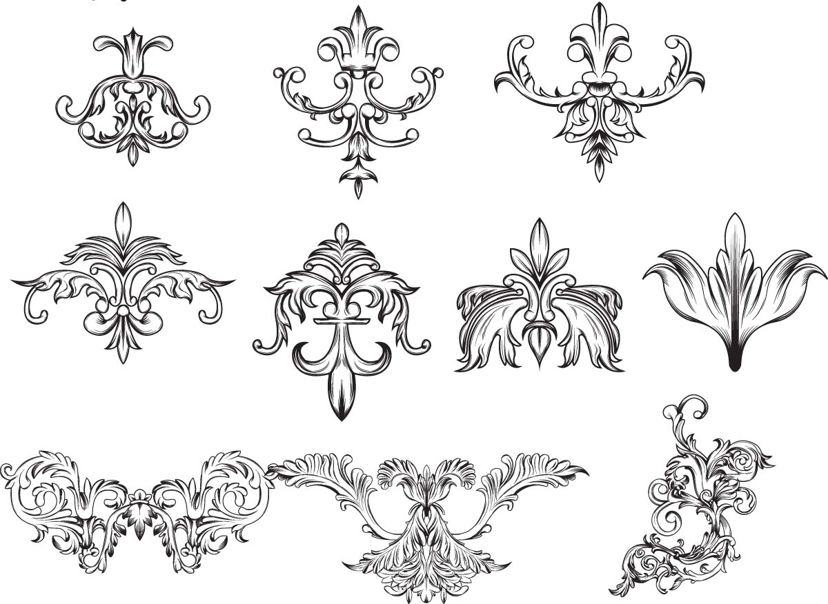1200x876 Vintage Decorative Elements For Invitations Set Vector Free Download