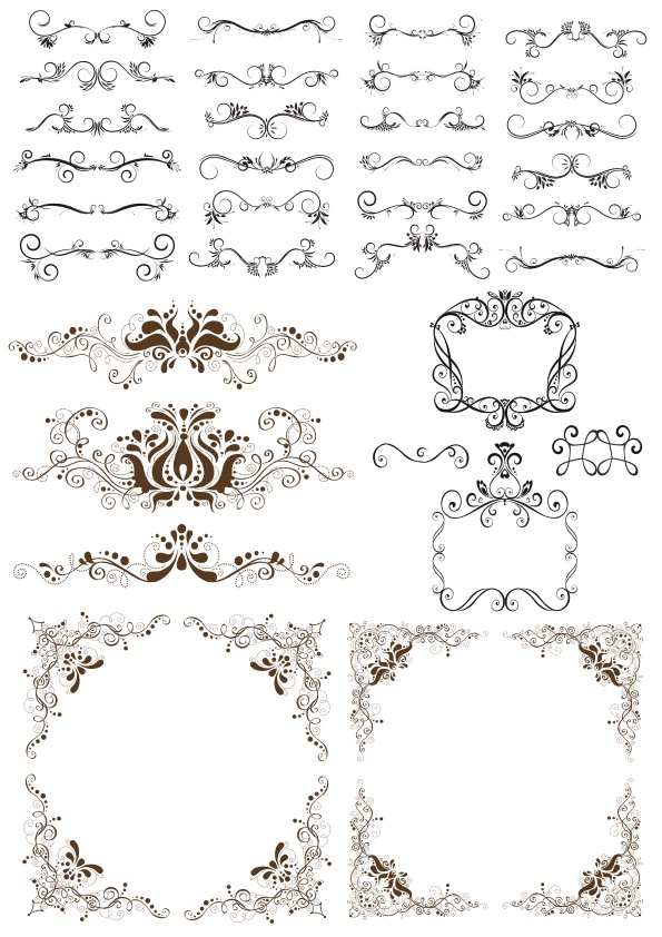 595x842 Decorative Elements Set Free Vector Download In Cdr