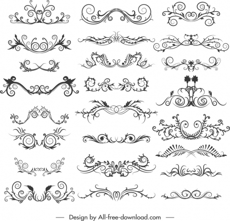 468x451 Document Decorative Elements Collection Elegant Symmetric Curves